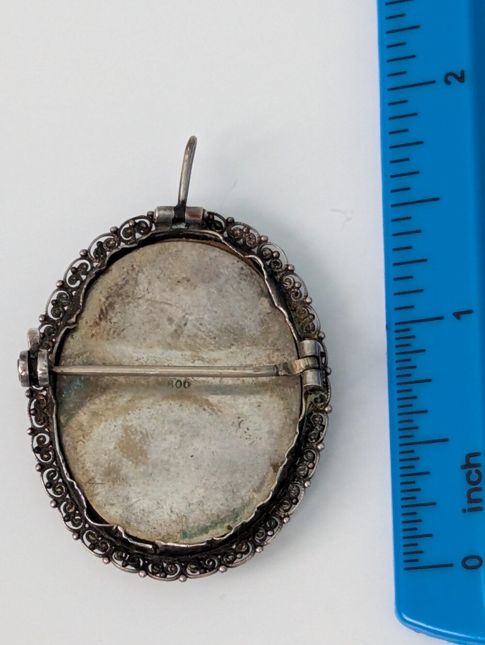 Vintage 800 Silver Marcasite Portrait Brooch/Pendant - Picture 6 of 7
